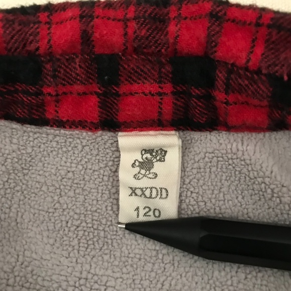 Bundle: kids plaid button flannel fleece shirt 120(5T) + denim jeans size 21(5T) - Picture 5 of 13